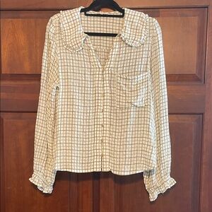 Anthropologie Keira Collared, Button-Front Blouse by Pilcro
